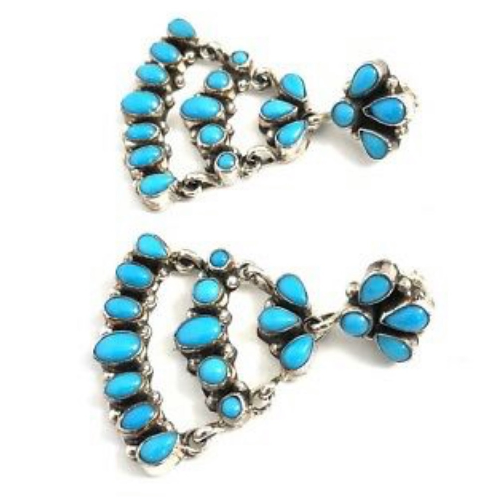 2XHP💕Navajo Emma Lincoln Turquoise .925 Earrings - Picture 2 of 3